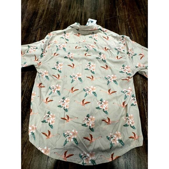 NWT!!! Free Planet Mens, Short Sleeve,Flamingoes, Flowers, MSRP 50, Mens L - Picture 10 of 11